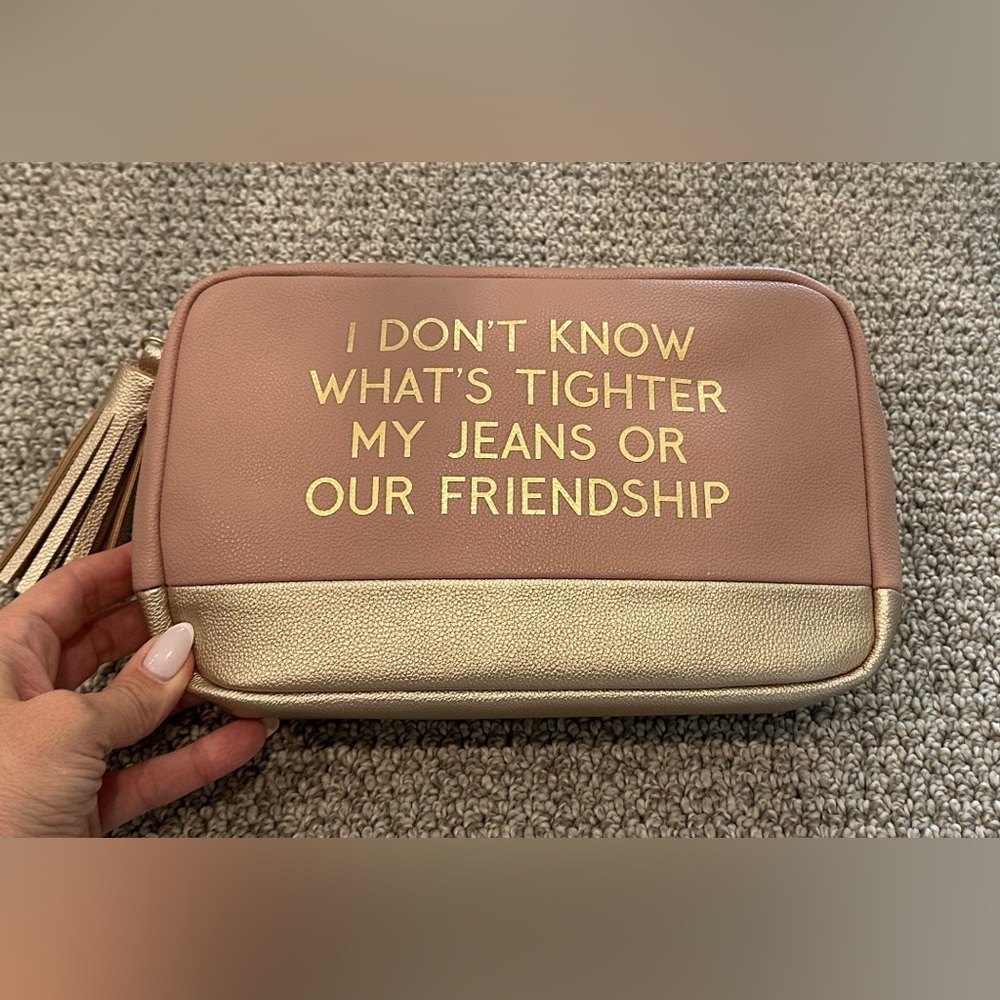 Tate + Zoey Pink and Gold Clutch with Tassel